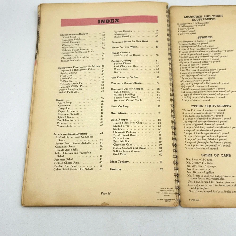 Kelvinator Book of Recipes Vtg Spiral Cookbook Art Deco Detroit Mi 50's Retro